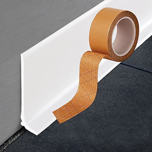 Plinthe souple autoadhésive en PVC/haute qualité de MadeInNature®/ Blanc, Gris Clair, Gris Foncé, Noir, hauteur 60 mm ou 120 mm/Longueur au choix (Hauteur 60 mm x 15 m, Blanc)