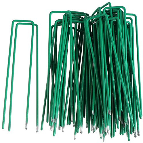 Color 50 Stück Gartenheringe, 15,2 cm, U-Befestigungsstifte, verzinkter Stahl, Zeltklammern, Bodenpfähle zur Sicherung von Unkrautgewebe, Netzen