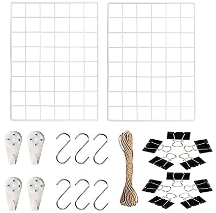 ZYFXP Wandgitter Weiß, multifunktionale Gitterwand, DIY-Schmiedeeisen-Fotowanddekorationsgitter, Gitterstiftplatten,Notiztafel-dekoratives Metallgitter, hängende Lagerregale