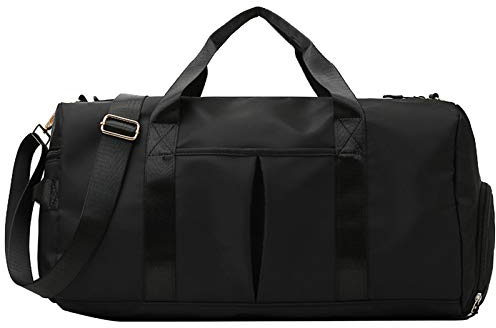 rismart Deporte Bolsa Impermeable Seco Mojado Separado Gimnasio de Viaje Bolsos, 35L Duffle Bag con Compartimento para Zapatos para Fin de Semana Fitness Yoga Senderismo Cámping, Negro