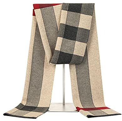 Lallier Men's Merino Wool Scarf, Long Winter Neckwear with Gift Box (Camel)