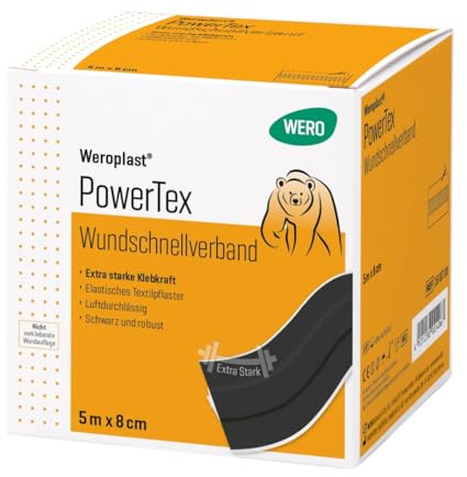WERO Weroplast® PowerTex Wundschnellverband 5 m x 8 cm | extra starke Klebkraft, längs- und querelastisch, sehr robust