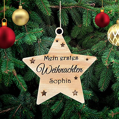 Personalisierte Mein Erstes Weihnachten als Babynamen Christbaumschmuck mit Namen Weihnachtsdeko aus Holz Weihnachtsbaum Deko Weihnachtsdekoration Ornament Holz