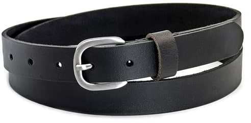 Ashford Ridge 25mm Full Grain Leather Belt – Men's & Women's Slim Casual/Dress Belt with Brushed Silver Buckle – Made in England