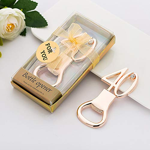 DRYEN Apribottiglie per 40° e 50° Compleanno - 24 Pezzi Dorati Con Confezione Regalo per Bomboniere