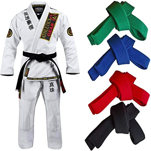 Athletics Gear AG kampsport, karatebält, 100 % bomull med flera sömnadsbälten för BJJ, Judo, Taekwondo och Karate (gul, 300 cm)