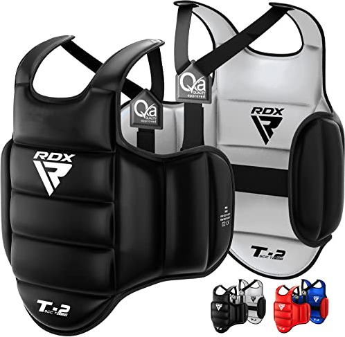 RDX Boxing Chest Guard Reversible, Kickboxing MMA Muay Thai Body Protector, Sparring Training Heavy Punching, Adjustable Strike Shield, Martial Arts Upper Belly Ribs Protection Pad, Taekwondo TKD Vest
