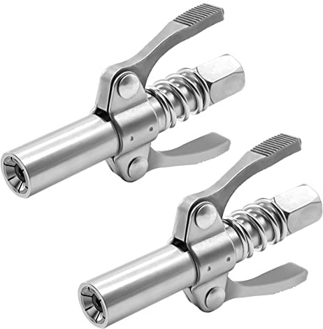 COMVIEE Grease Gun Coupler, Double Handle Quick Lock Release Grease Tips Ends Couplers, Rated 10,000 PSI, Compatible with All Grease Guns 1/8 NPT Fittings, 2-PCS