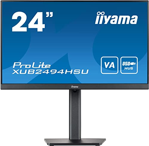 iiyama XUB2494HSU-B2 24 Inch VA LCD with Slim Bezel, 4ms, Full HD 1920 x 1080,1x HDMI,1 x DisplayPort, 2 x USB, 2 x 2W Speakers