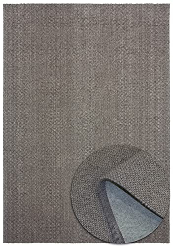 Handweb-Look Teppich - Weich - Skandinavischem Design - Wolle und Polyester - Wohnzimmer Schlafzimmer Esszimmer - Flur - Grau - 120cm x 170cm
