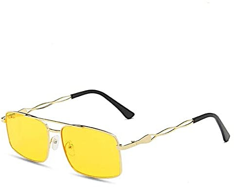 CHICNET Sonnenbrille Metallrahmen gold silber schwarz großes Rechteck 400UV Pilotenbrille getönt in grau rosa gelb Damen Herren Vintage Retro Designer Trend 2023 gelb