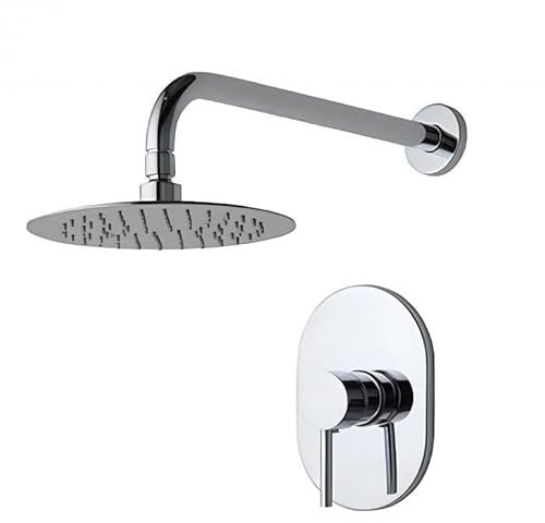 Kiamami Valentina Kit Ducha Redonda CROMADA con Brazo DE Ducha Y Mezclador Empotrado