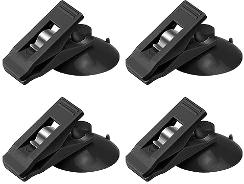 4 Stück Saugnapf Klammer Parkscheinhalter,Schwarz Kunststoff Parkausweis Halter,Wasserdicht Duschvorhang Clips Saugnapf Klein,Multifunktion Saugnäpfe Clips für Fenster für Glas, Badezimmer und Auto