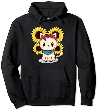 Sonnenblumen Bandana Katze Pullover Hoodie