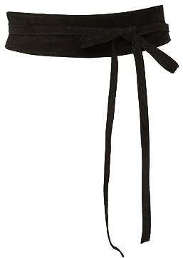 Ulla Popken Damen große Größen Übergrößen Plus Size Leder-Bindegürtel, Veloursleder, Einheitsgröße schwarz 1Size 821842130-1