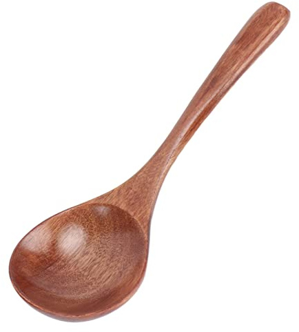 2 Stück Holzlöffel Zum Kochen, Essen, Japanischer Stil, Handgefertigt, Runder Suppenlöffel aus Holz, Geschirr, Küchendekoration Zum Essen, Mischen, Rühren