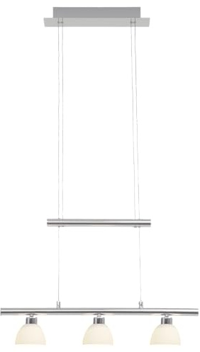 Lightbox Basic LED Hängelampe | 90 x 58 cm | höhenverstellbare Pendelleuchte mit Glas Schirmen & 3 Stufen Touchdimmer | inkl. LEDs | 16 W, 1800 lm, 3000 K | aus Metall/Glas | in Chrom/Weiß