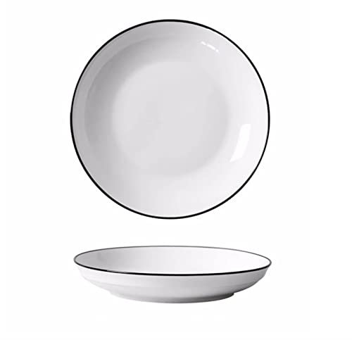 Dining Plate Ceramic Disc Household Dish Dish Dessert Dish Kitchen Restaurant Flat Dish White Minimalist Dinner Set Set of 4 Pack of 6 Pack of 10 Pack Home (Color : C, Size : S) (Color : C, Size : M