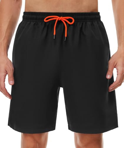 SIHOHAN Badehose für Herren - Schnelltrocknend Badeshorts Männer Atmungsaktiv Schwimmhose Wasserdichte Boardshorts mit Meshfutter und Verstellbarem Tunnelzug(Schwarz,3XL)