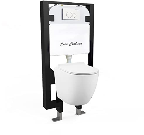 Swiss Madison Well Made Forever - Angers Wall Hung Toilet Bundle, Glossy White
