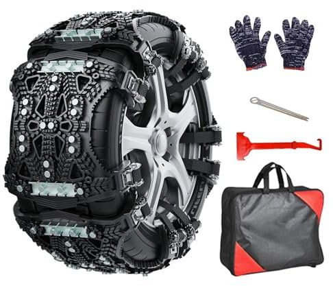 Auto Schneeketten für Ben-z W124, Einstellbare Winter Reifenketten Schnee Fahrbahn Sicherheit Traktionketten Schnellmontage Reifenketten,Black-A-6 Piece