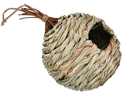 VANZACK Nisthaus Vogelhäuser für Draußen Handgefertigtes Strohvogelnest Gras Hängende Vogelhütte