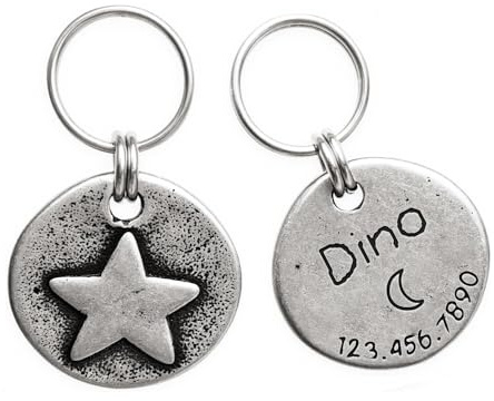 Artistic Hundemarke, handgefertigt, gehämmert, mit einzigartigem, handgefertigtem Design und robustem Edelstahl, personalisierte tiefe Gravur mit Ihrem eigenen Text (STAR)