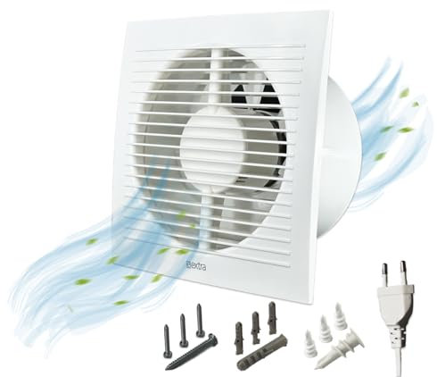 H&C VENT Ø 125mm Bad Ventilator mit Zeitschaltuhr │ Leise Badlüfter IPX4 16W 150m³/h 36dB │ Abluftventilator Für Badezimmer Küche Garage Gewächshaus Growzelt WC Fan│ Lüfter Wand Decke Fenster