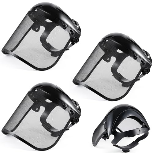 Copkim 3 Pack Safety Face Shield with Mesh Visor, Chainsaw Faceshield, Full Protection Safety Face Mask, Mesh Helmet for Weed Eating Whacking Yard Construction Cutting Work