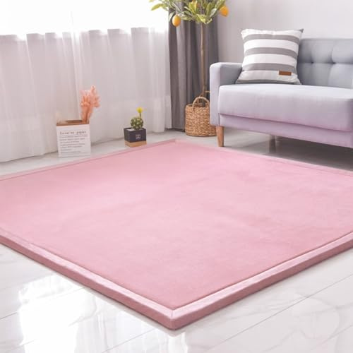 SETHEPACE Krabbelmatten fürs Kind, Weiche und Verdickte Krabbeldecke für Babys, Korallen-Samtteppich für Kinderzimmer, Sichere und rutschfeste Bodenmatten für Kinder (Rose, 150 * 200)