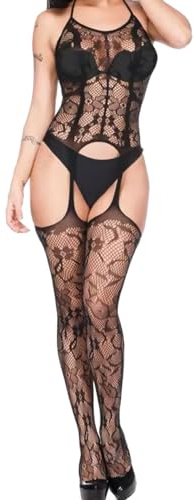 MIZSPISE Body a Rete Da Donna Sexy Lingerie Aperta Tuta Elastica Collant Scavato Indumenti Da Notte Con Apertura Sul Cavallo Intimo Tedyy Negligee 7 Stili (Forma E, Taglia unica)
