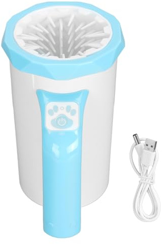 Limpiador Automático de Patas de Perro, Potentes Cerdas de Silicona Multifunción, Taza de Lavado de Patas de Perro Recargable, Limpiador Portátil de Patas de Mascotas, Limpiador de(Blanco azul)