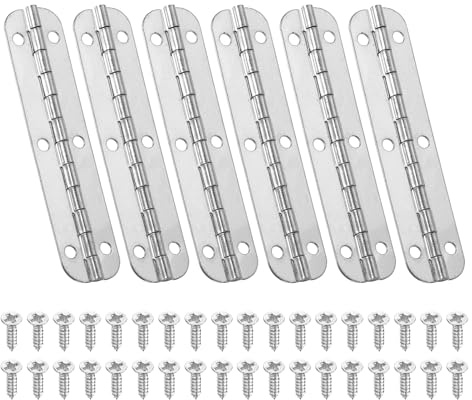 PATIKIL Bisagra de Piano Pequeña 2.6 x 0.6, Pack de 6 Bisagras Mini de 180 Grados para Cajas de Joyería con Tornillos para Cajas de Madera de Joyería, Color Plata