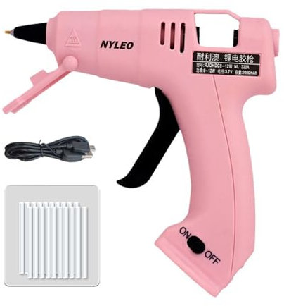 Makamsui Cordless Hot Glue-Gun Kit with 20 Glue Sticks, USB Charging 2000mAh Fast Preheating Hot Melt, High Temp for School Hand Crafts Home DIY Arts and Quick Home Repairs Pink
