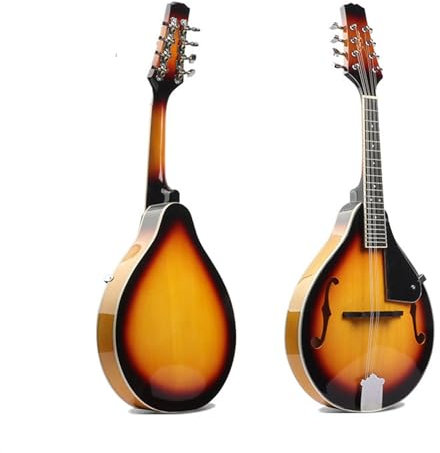 Mandoline-Instrument Viersaitige Akustische Mandoline Glänzend Linde Instrument Mandoline Stahlsaite F-Loch(3TS)
