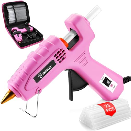 Hot Glue Gun Kit: DEKO 60/100w Dual Power Fast for Crafting, Small Glue Gun with 25pcs 11mm 150mm Glue Sticks for School Kids Hobby DIY Arts Card Sealing Glass Fabric Metal Wood Plastic Home Repair