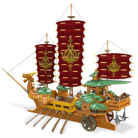 Drachen Piratenschiff Bausteine Bausatz, Alcor Schiffsbaukasten, Segelboot Modell Bausatz, Bausatz Mittelalterliche Kriegsschiffe Klemmbausteine Spielzeug für Erwachsene Kinder Jugendliche (1396PCS)