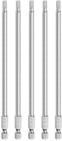 QUARKZMAN 5pz Punte per Cacciavite Chiave Esagonale 4mm (H4) Metrico 1/4 Attacco Esagonali 150mm (6) Punta Magnetica Lunghe Acciaio S2 Punta per Trapano Piatta Grado Industriale per Viti
