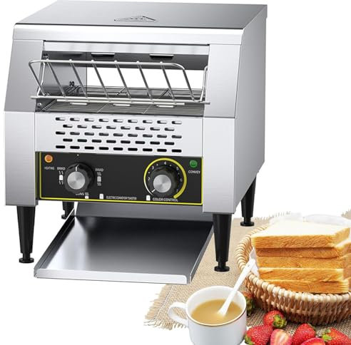 Tostadora Comercial 600 Rebanadas Por Hora Cinta Transportadora Para Restaurantes, Tostadoras Industriales Sobremesa, Horno Tostador Automático, Control Inteligente Temperatura 7 Marchas,2800w