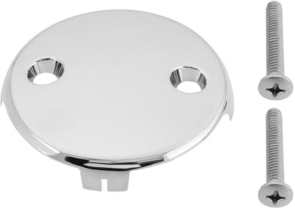 LT Easiyl 1PC Two Hole Bathtub Overflow Faceplate Diameter 81mm Hole Center Distance 50mm with Screw Stainless Steel Bathtub Overflow Drain Cover Silver