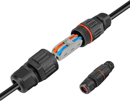 2PCS Waterproof Outdoor Inline Cable Connector 32A/250V | IP68 Connector External Sleeve Coupler Electrical Wire Connectors For Outdoor Lighting 1-Click Installation 4mm² Capacity