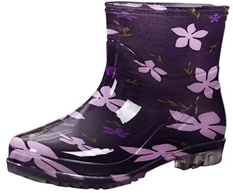 S Chaussures de pluie pour femme Bottes de pluie en PVC Chaussures imperméables élégantes Noir Fermé
