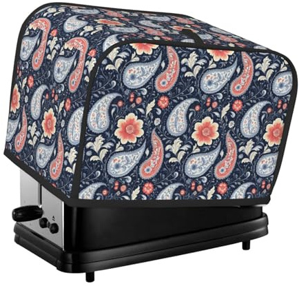 Funda para tostadora con estampado de cachemira retro, 2 rebanadas, fundas para horno tostador con bolsillos para cocina, cubierta de electrodomésticos pequeños y protección de huellas dactilares