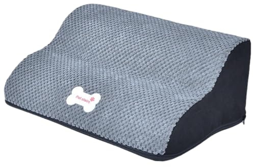 Hunderampe 16x10x6 Zoll 2-Schritt 30 ° Knochenmuster Hundetreppe abtrennbare waschbare, rutschende Katze Rampe für Zuhause, Betten
