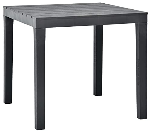 HaoChrymec Gartentisch mit Kunststoffmaterial, Witterungsbeständig, Latten-Design, Ideal für Balkon, Terrasse und Garten, Beistelltisch Outdoor, Loungetisch Outdoor, Anthrazit, 78x78x72 cm