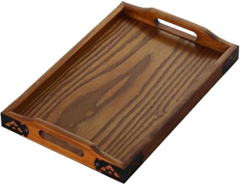 Plateau en Bois | Plat Rustique Rectangulaire Organisateur de Rangement,Plateau Décoratif Moderne Plat De Service | pour Table Basse Bureau Ottoman Chambre Ferme Petit Dejeuner Fete Reception