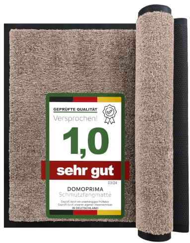 DOMOPRIMA® Premium Frisé Schmutzfangmatte in Gewerbequalität geruchsneutral hochwertig für Innen und Außen rutschfest wetterfest leicht zu reinigen (Braun einfarbig, 90 x 150 cm)