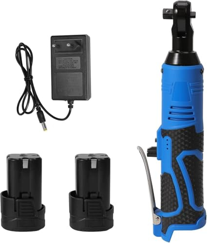QIAKEFE Clé à Cliquet Sans Fil 18V, 3/8’’, 260 tr/min,100N.m, Charge Rapide en 1 Heure, avec Batterie de 4000 mAh, Clé à Cliquet Electrique avec Lumière LED (2 batterie)