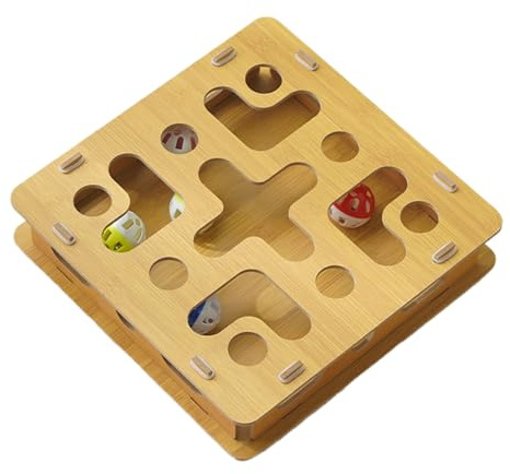 Caja de rascador para gatos | Juguete de tablero de madera con campanilla | Cartón de juego de exploración para gatitos - para gatos de interior: salud mental y juego de