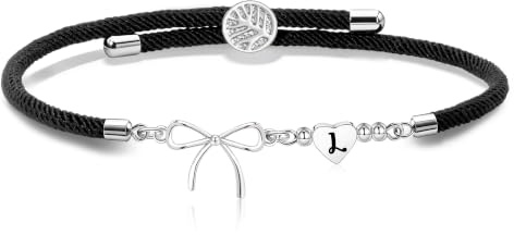 bifriend Bowknot Initial Bracelet Gift for Women,Adjustable Braided Rope Wristband Heart 26 Letter A-Z Handmade Braceclet Jewellery For Birthday Christmas
